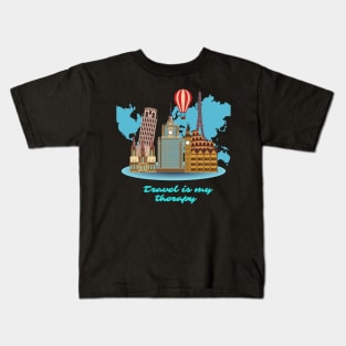 Travel is my therapy Kids T-Shirt